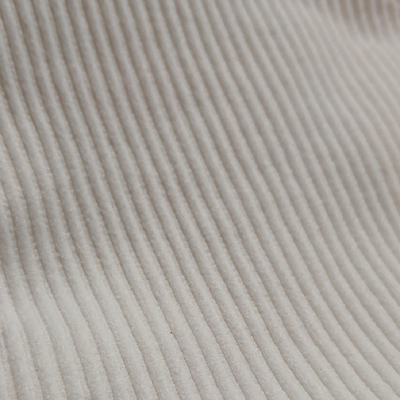 White Ribbed Crop Hoodie with Mandarin Collar - Picture 4 of 4